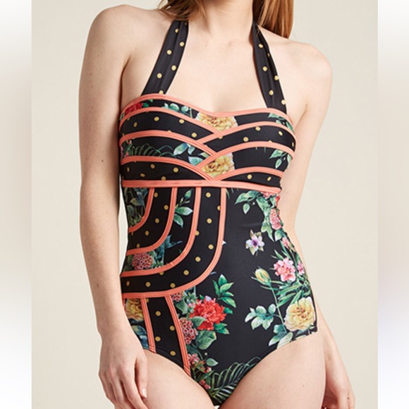 Modcloth Other - High Dive by ModCloth Brand One Piece Swimsuit Set The Serene Halter Size Medium